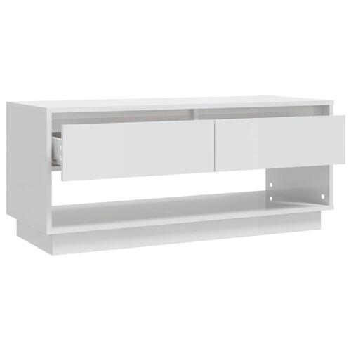 Tv-bord 102x41x44 cm spånplade hvid højglans