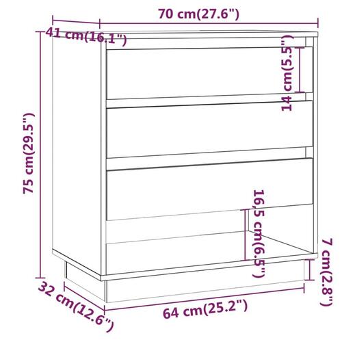 Skænk 70x41x75 cm spånplade hvid højglans