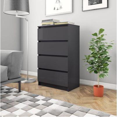 Skænk 60x35x98,5 cm konstrueret træ grå højglans