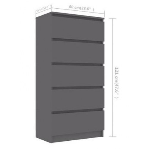 Kommode 60x35x121 cm konstrueret træ grå
