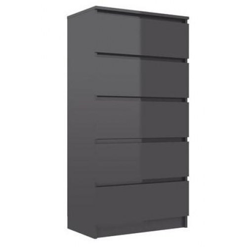 Kommode 60x35x121 cm konstrueret træ grå højglans