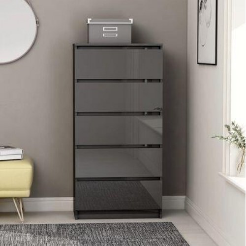 Kommode 60x35x121 cm konstrueret træ grå højglans
