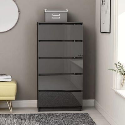 Kommode 60x35x121 cm konstrueret træ grå højglans