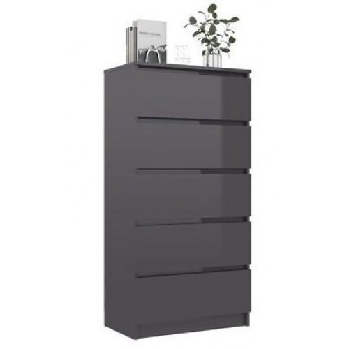 Kommode 60x35x121 cm konstrueret træ grå højglans