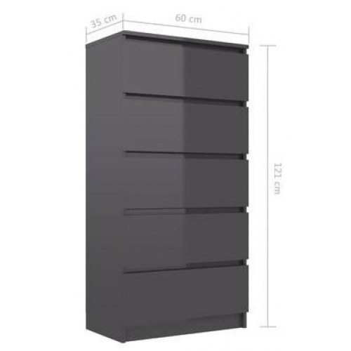 Kommode 60x35x121 cm konstrueret træ grå højglans