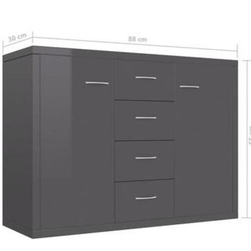 Skænk 88 x 30 x 65 cm spånplade grå højglans