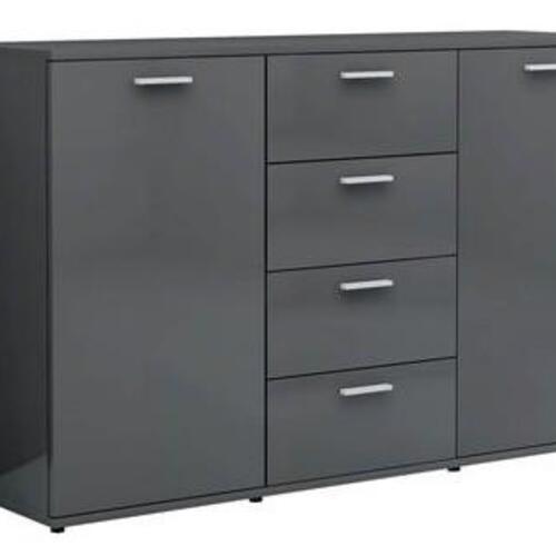Skænk 120x35,5x75 cm konstrueret træ grå højglans