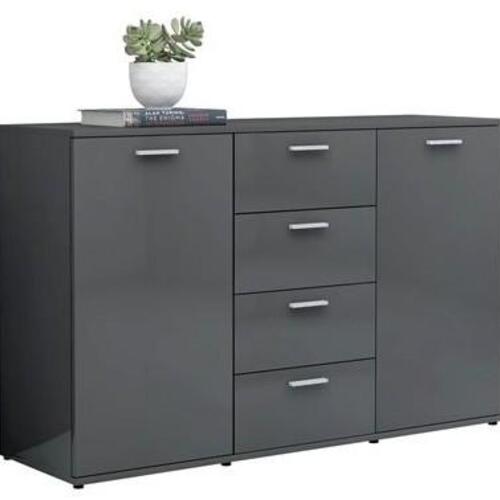Skænk 120x35,5x75 cm konstrueret træ grå højglans
