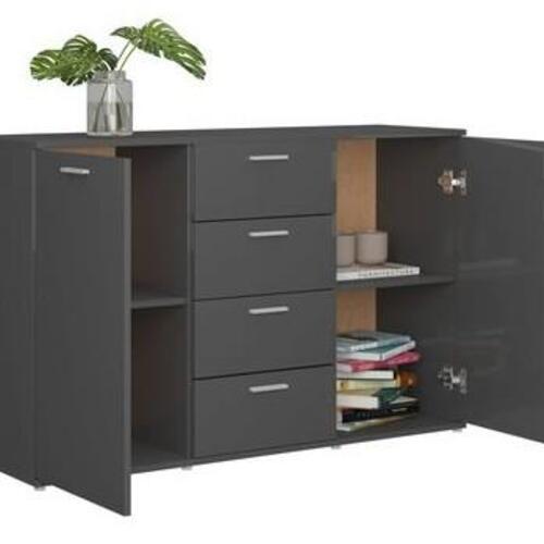 Skænk 120x35,5x75 cm konstrueret træ grå højglans
