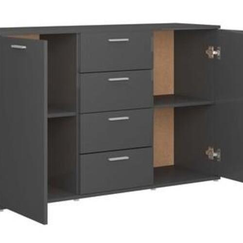 Skænk 120x35,5x75 cm konstrueret træ grå højglans