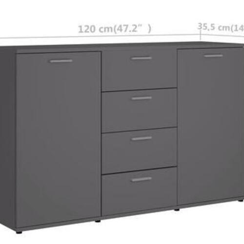 Skænk 120x35,5x75 cm konstrueret træ grå