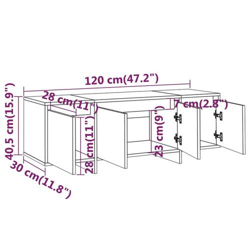 Tv-bord 120x30x40,5 cm konstrueret træ hvid