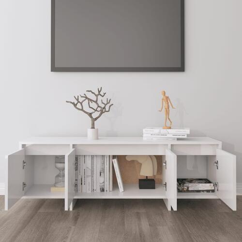 Tv-bord 120x30x40,5 cm konstrueret træ hvid højglans