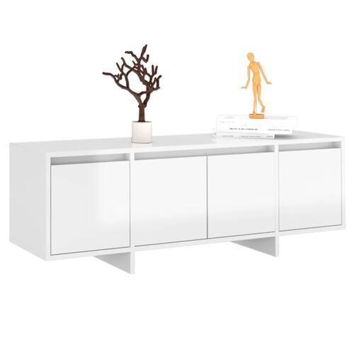 Tv-bord 120x30x40,5 cm konstrueret træ hvid højglans