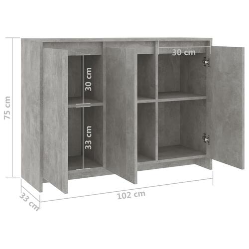 Skænk 102x33x75 cm konstrueret træ betongrå