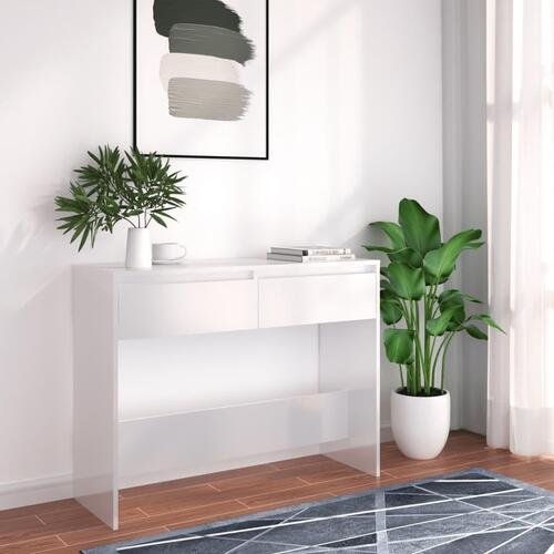 Konsolbord 100x35x76,5 cm spånplade hvid højglans