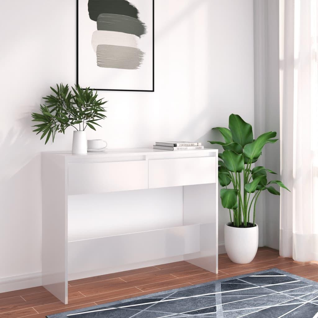 Konsolbord 100x35x76,5 cm spånplade hvid højglans