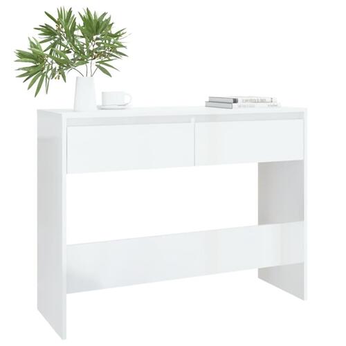 Konsolbord 100x35x76,5 cm spånplade hvid højglans