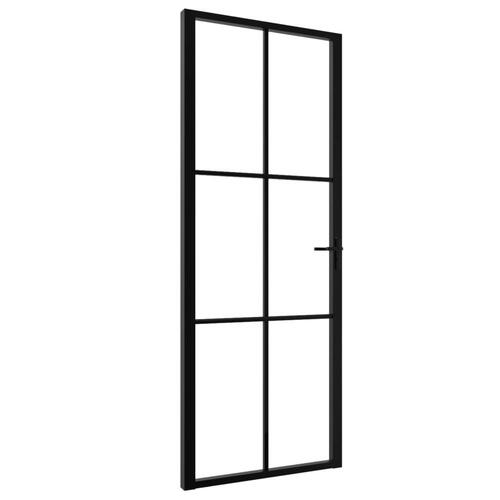 Indvendig dør 76x201,5 cm sikkerhedsglas og aluminium sort