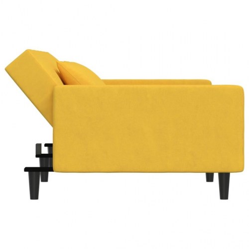 2-personers sovesofa med 2 puder fløjl gul