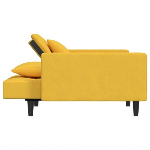 2-personers sovesofa med 2 puder fløjl gul