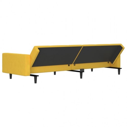 2-personers sovesofa med 2 puder fløjl gul