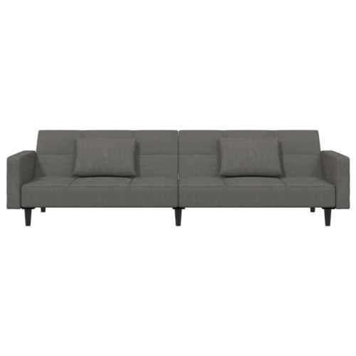 2-personers sovesofa med 2 puder fløjl mørkegrå