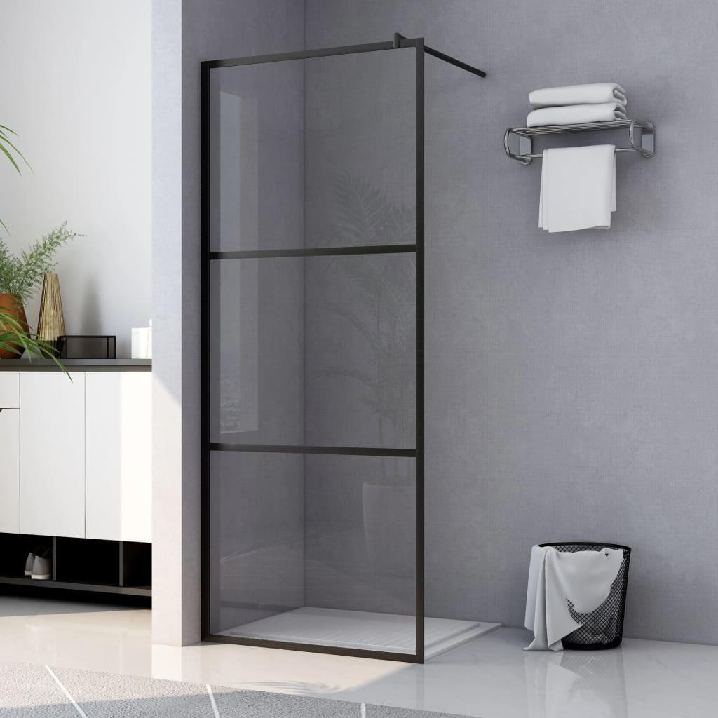 Brusevæg 100x195 cm klart sikkerhedsglas sort