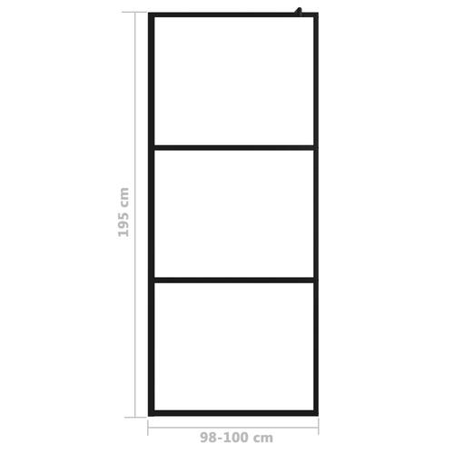 Brusevæg 100x195 cm klart sikkerhedsglas sort