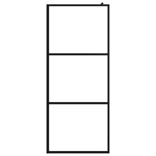 Brusevæg 80x195 cm klart sikkerhedsglas sort