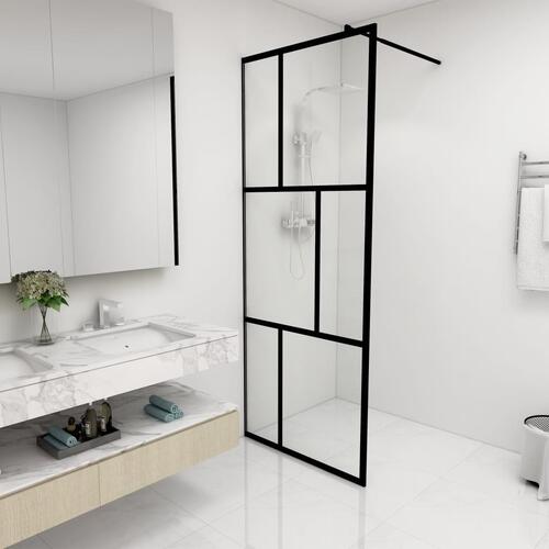 Bruseafskærmning 80x195 cm hærdet glas sort