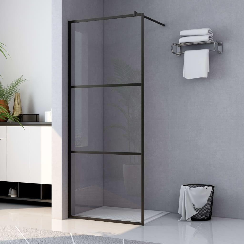 Brusevæg 90x195 cm klart sikkerhedsglas sort