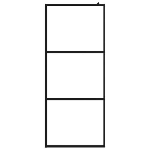 Brusevæg 90x195 cm klart sikkerhedsglas sort