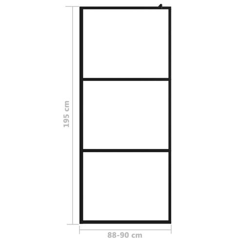 Brusevæg 90x195 cm klart sikkerhedsglas sort