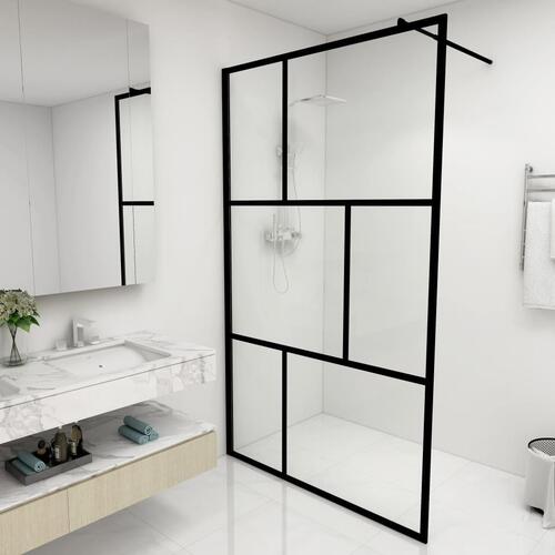Brusevæg med hærdet glas 115x195 cm sort