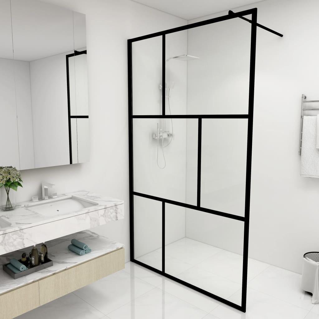 Brusevæg med hærdet glas 115x195 cm sort