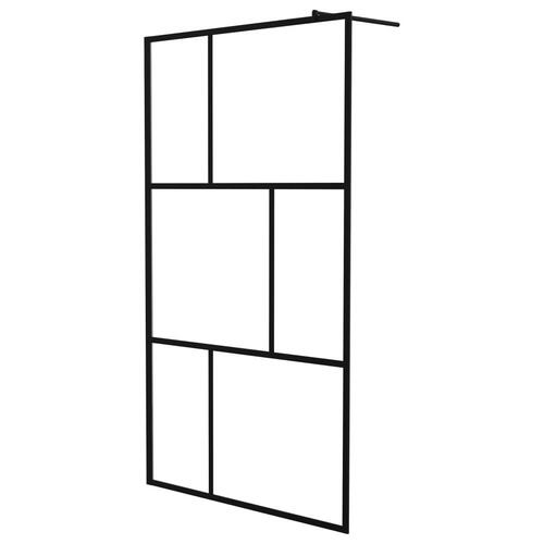 Brusevæg med hærdet glas 115x195 cm sort