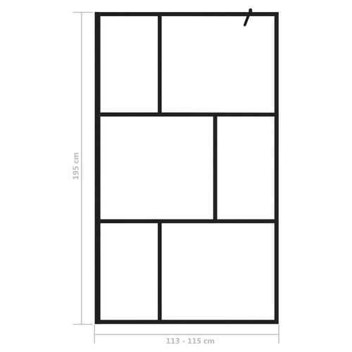 Brusevæg med hærdet glas 115x195 cm sort