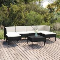 Loungesæt til haven 7 dele med hynder polyrattan sort