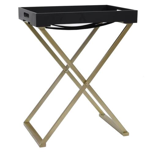 Foldbart bakkebord 48x34x61 cm MDF guldfarvet og sort