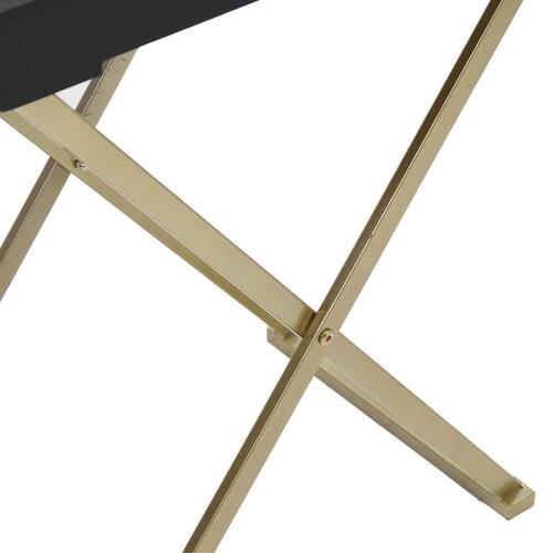 Foldbart bakkebord 48x34x61 cm MDF guldfarvet og sort