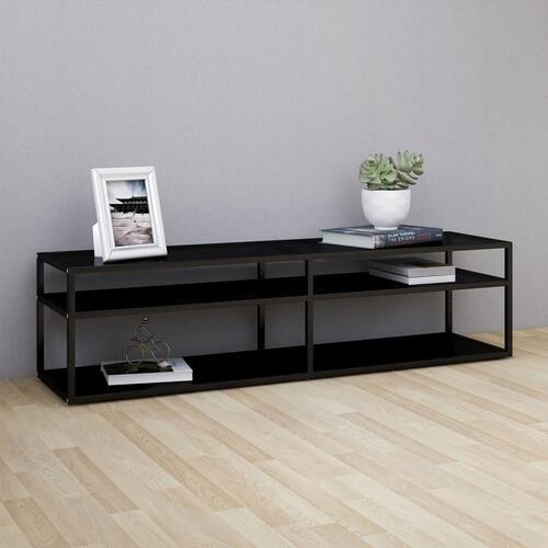 Tv-bord 160x40x40,5 cm hærdet glas sort