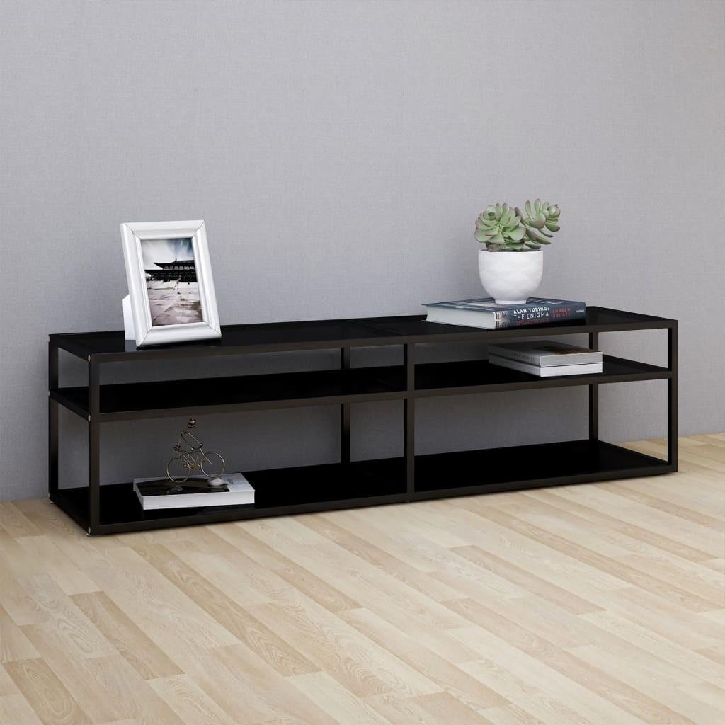 Tv-bord 160x40x40,5 cm hærdet glas sort