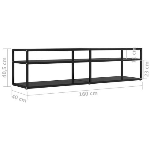 Tv-bord 160x40x40,5 cm hærdet glas sort