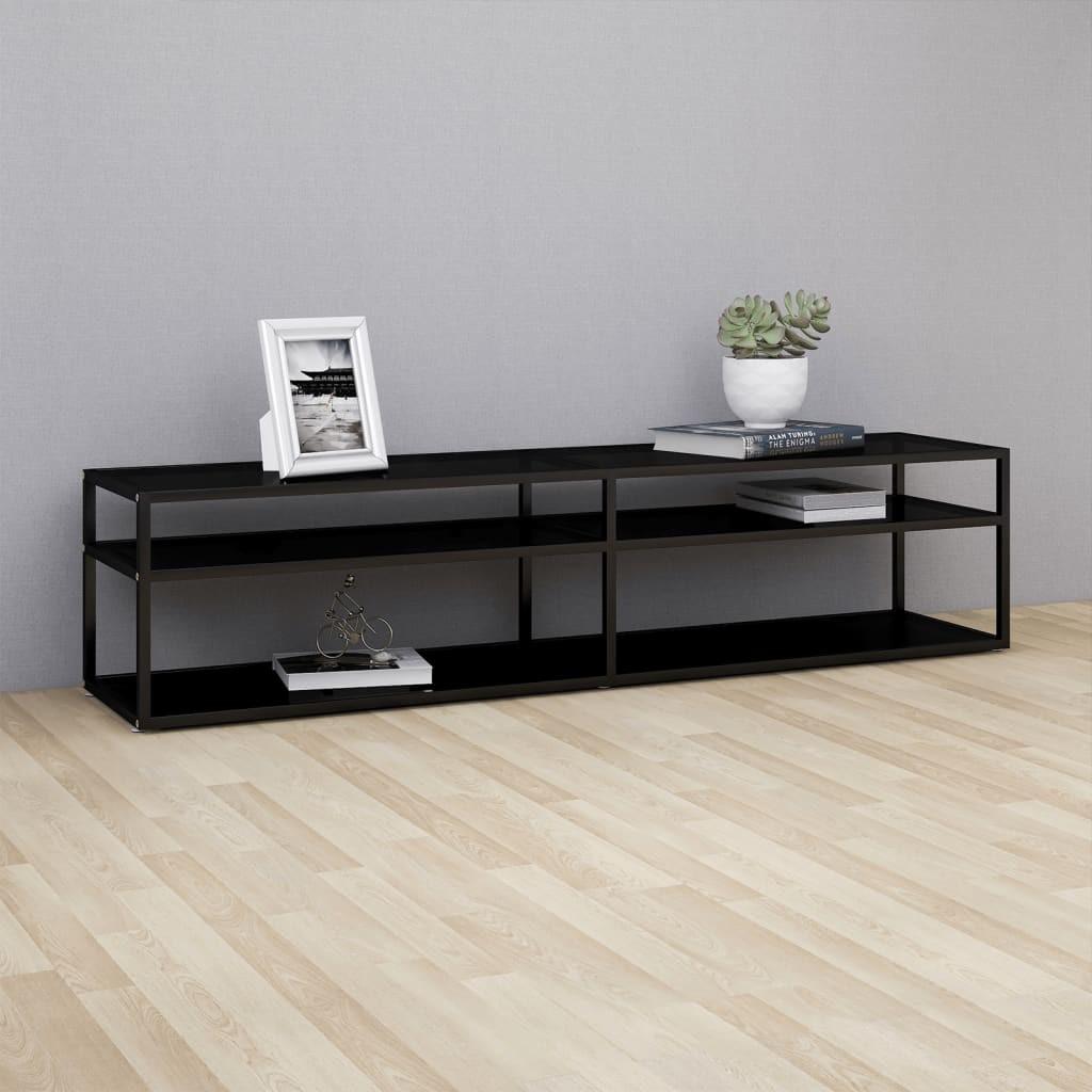 Tv-bord 180x40x40,5 cm hærdet glas sort