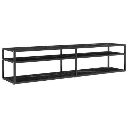 Tv-bord 180x40x40,5 cm hærdet glas marmoreffekt sort