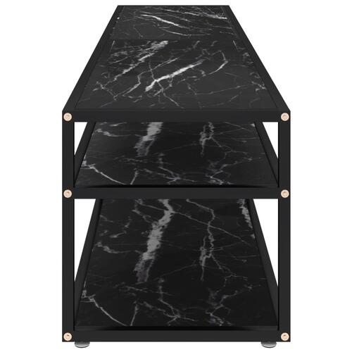 Tv-bord 180x40x40,5 cm hærdet glas marmoreffekt sort