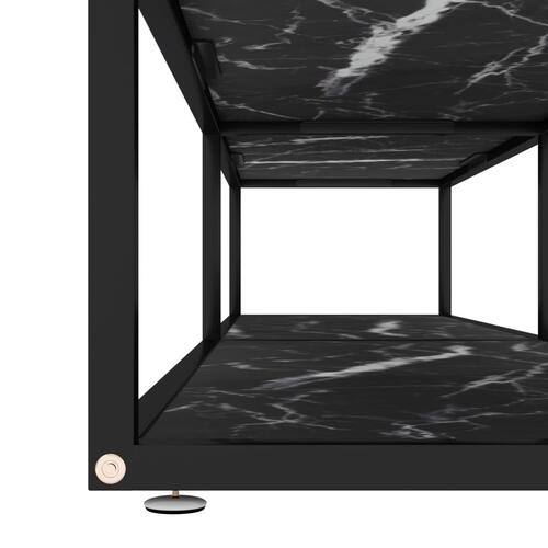 Tv-bord 180x40x40,5 cm hærdet glas marmoreffekt sort