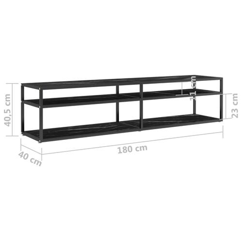 Tv-bord 180x40x40,5 cm hærdet glas marmoreffekt sort