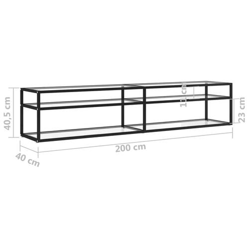 Tv-bord 200x40x40,5 cm hærdet glas transparent